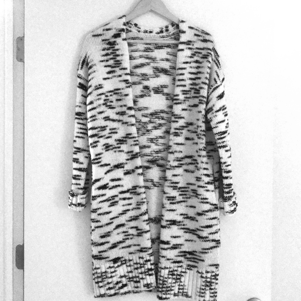Black and White Duster Cardigan